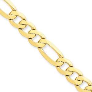    7.5mm, 14 Karat Yellow Gold, Flat Figaro Chain   22 inch: Jewelry