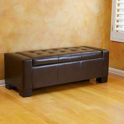 Guernsey Brown Bonded Leather Storage Ottoman Bench  Overstock