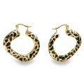 18k Gold/ Sterling Silver Leopard Hoop Earrings  Overstock