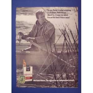 Old Gold Cigarettes,man in boat. 70s Print Ad,vintage Magazine Print 