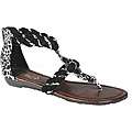   by Beston Womens LEAH 07 Black Leopard T strap Gladiator Sandals