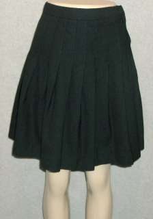 Talbots Black Wool Gabardine Pleated Skirt Knife Pleats Hip Stitched 