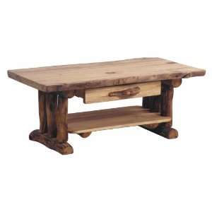  Aspen Mountain Log Coffee Table with Drawer: Home 