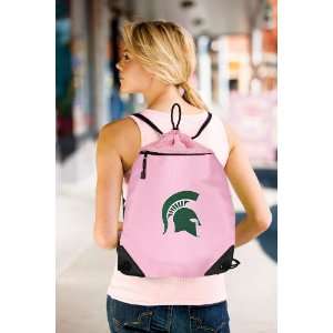  Pink Drawstring Bag Backpack MSU Spartans Logo OFFICIAL College 