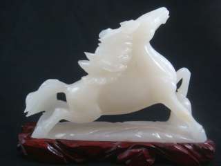   Antique White Imperial Mutton Fat Jade Horse Carving Sculpture 玉