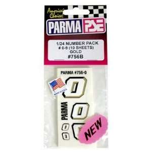  Parma   1/24 Slot Car Number Pack, White/Gold, 10 Pack 