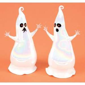 Pack of 6 Halloween Spooky White Ghost Glass Table Top Figures:  