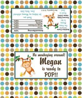 12 Personalized Baby Shower Monkey Popcorn Wrappers  