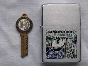 Zippo Lighter 1969 Panama Canal Locks w/Souvenir Key, Near Mint  