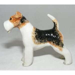 WIRE HAIR FOX TERRIER DOG Stands New MINIATURE Figurine Porcelain 