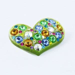    Light green heart shape hair pin with crystal: Everything Else