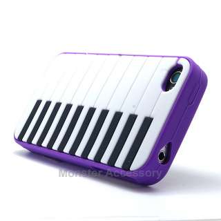 The Apple iPhone 4 Purple Piano Keys Silicone Skin Case provides the 