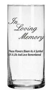 In Loving Memory Memorial Glass Vase Etched Vinyl Wedding Decor  
