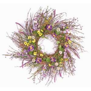   Artificial Silk Wild Flower Wreaths 18   Unlit: Home & Kitchen