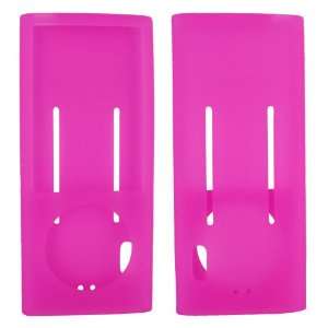  For iPod Nano 5 Rubber Skin Case Belt Slots Hot Pink Electronics