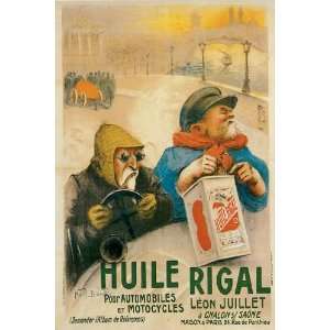 HUILE RIGAL AUTOMOBILE MOTORCYCLE CAR SPECIAL VINTAGE POSTER REPRO ON 