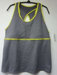   solutions race day ready active cami top heather grey nwt $ 59 size xl