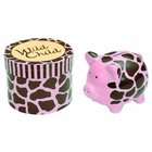   Wild Child Ceramic Piggy Bank in a Gift Box, Pink, 4 X 4 X 3.25