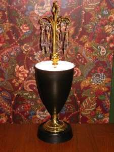 Restored Vintage Mid Century Black Cone Torchiere TV Table Lamp w 