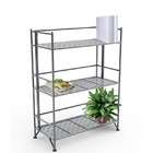   Concepts Three Tier Wide Folding Metal Shelf in Silver Finish