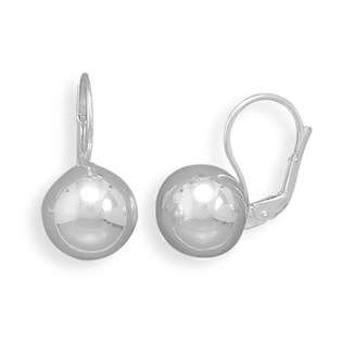   Sterling Silver 12mm Ball Earrings With Lever Back 