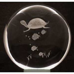  3d Laser Crystal Ball Turtle + 3 Led Light Stand 