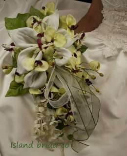 BRIDE SILK BOUQUET WEDDING FLOWERS CALLA LILY ORCHID  