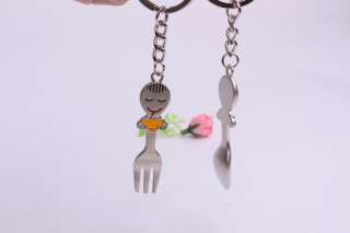 Cute Lovely Unique Girl Scoop Boy Fork Key Chain Ring Gift Free 