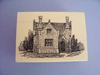   PROOF PRESS RUBBER STAMPS STONE HOUSE WITH TWIN CHIMNEYS STAMP  