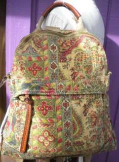 Fossil Canvas & Leather Sling Backpack Purse  