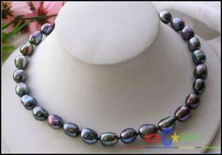   14MM baroque peacock black FRESHWATER PEARL necklace 925silver  