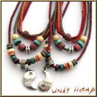 Hippie Hemp w YinYang BEST FRIEND Charms Necklaces  