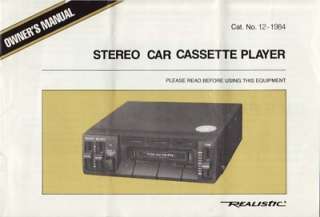 Realistic Owners Manual Stereo Car Cassette Deck  