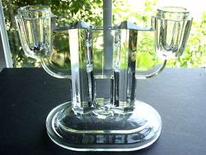 Indiana Glass #1005 Double Light 5 3/8 Crystal Candle Holder  