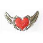JB Outman Shiny Red Heart with Wings Belt Buckle