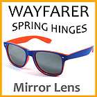 Retro Classic Wayfarer Sunglasses Free Pouch   Blue / Mirror Lens WF 