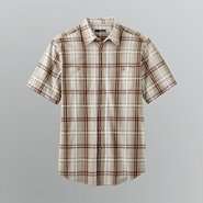 Basic Editions Mens Big & Tall Short Sleeve Stitched In Plaid Shirt 