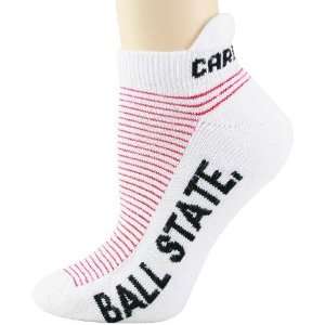   Cardinals Ladies White Red Striped Ankle Socks