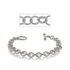  Sterling Silver Cable Link Heart Charm Toggle Bracelet
