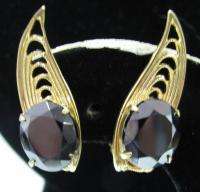 Vintage 1950s BLACK ALASKA DIAMOND earrings HEMATITE stone  