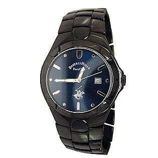 Mens Calendar Date Watch with Blue Round Dial and Gunmetal Link Band 