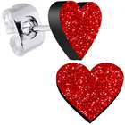 Body Candy Romantic Ruby Red Crystal Heart Stud Earrings