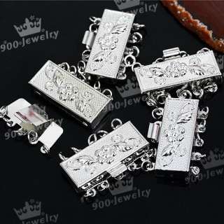 5p 5 strand Rectangle Box Carved Flower Clasps Findings  