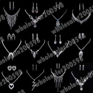 12sets 12styles Rhinestone Crystal Necklaces+Earrings  