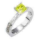   Ring with Fancy Greenish Yellow Diamond 1 carat Princess cut