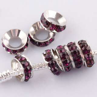 maroon rhinestone spacer big hole beads size about 10 mm hole diameter 