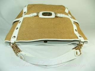 Michael Kors Panama Large Shoulder Tote Straw Bag Purse Natural White 