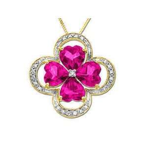    Mystic Topaz Clover Pendant in 10K Gold with Diamonds: Jewelry