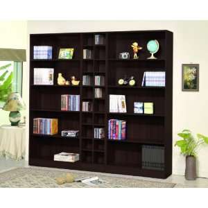  ABC 5 tier Bookcase with Cd/dvd Shelves Espresso Finish 