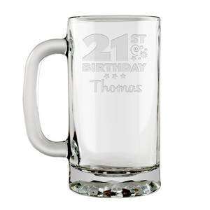  Personalized 21st Birthday Glass Beer Mug: Home & Kitchen